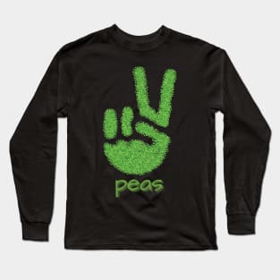 Peas (Peace Hand Sign - Outline) Long Sleeve T-Shirt